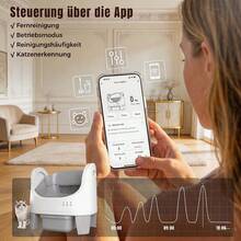 DEVOKO Automatic Self-Cleaning Cat Litter Box, Smart Cat Toilet With App Control & Odor Box, Removable Waste Tray, Quiet Operation - White - View 4
