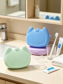 Cute Portable Silicone Dental Retainer/Orthodontic/Aligner Case, Storage Box, Data Cable Organizer Bag, With Cleaning Floss, Odorless, Oral Retainer And Expander Personal Care Storage, Suitable For Travel And Outdoor Activities - Multicolor - View 5