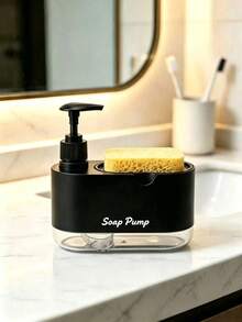 Multi-Functional 2-In-1 Kitchen Countertop Soap Dispenser, Modern Pump Design, Comes With A Sponge Storage Compartment, Transparent Bottom, Space-Saving Sink Storage, Suitable For Dishwashing And Handwashing, A Handy Item For Your Home Kitchen - AA - View 7