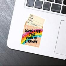 1/3/5PCS Waterproof PP Synthetic Paper Sticker, Long Live The Public Library Rainbow Library Card Decal, Bookish Reader Self‑Adhesive Sticker For Journal Notebook Flask, Bookworm Back‑To‑School Gift For Book Lovers - A - View 1