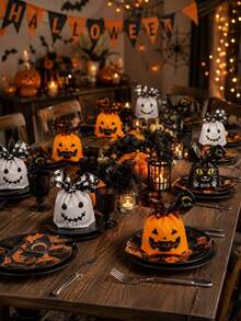 50 buah Kantong Permen Plastik Halloween, Kantong Hadiah Telinga Kelinci Selamat Halloween, Perlengkapan Pesta Halloween (Tidak Disarankan Untuk Menyimpan Permen Tanpa Pembungkus) - beraneka warna - View 2