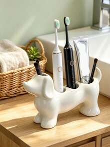 Cute Minimalist Dachshund Shaped Bathroom Storage Box Toothbrush Holder, Dachshund Electric Toothbrush Holder Organizer, Toothpaste Makeup Brush Storage Base, Cute Storage Base Holder, Suitable For Electric Toothbrushes And Toiletries - Multicolor - View 5