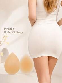 1 Pair Silicone Hip Lift Pads, Detachable Glue-Free Inner Lining, Soft Skin-Friendly, Natural-Looking Butt Lift Effect, Invisible And Seamless, Can Be Worn With Jeans, Casual Pants, Shorts, Built-In Shaping Pads In Underwear, Easily Create Full Butt Shape - Khaki - View 4