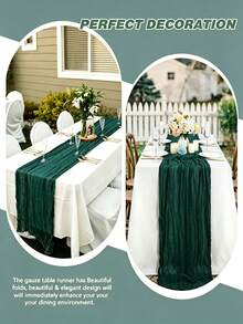 1/6 Pack New Model Cheesecloth Table Runner, 58 X 295cm Boho Gauze Table Runner, Reusable Washable Soft Sheer Crinkled Gauze Table Runner For Wedding Reception, Bridal Shower, Baby Shower, Birthday Party, Dining Table, Home Decor - A - View 10