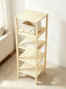 Multi-Layer Bamboo Storage Rack, Functions As Flower Stand And Side Table, Space-Saving Shelf Suitable For Living Room, Bedroom And Bathroom, Simple Log Style Design, Stable Open Shelf For Placing Books, Green Plants And Home Decorations. - Multiple Specifications - View 9