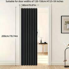 1pc Foldable Door Curtain, Thickened Fabric Room Divider, Waterproof Hook With Tie, Machine Washable, Minimalist Style, Easy Installation Blackout Partition Curtain - Multicolor - View 25