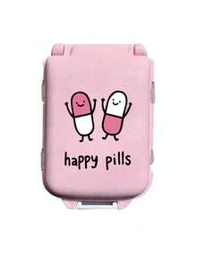 8格便攜式多層藥盒，印有「Happy Pills」文字，旅行防潮收納盒，可重複使用藥丸整理盒，適合男女使用，每日藥物計畫袋，旅行醫療包，便攜急救包，居家、旅行、宿舍必備配件，適用於維生素、藥物和營養補充品，戶外、辦公室、學校必備 - 彩色 - 查看 13