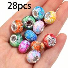 28/58/108 Random Color Acrylic Painted Beads, Large Holes, DIY Jewelry Making Material, Beading Accessories, Can Be Used To Make Bracelets And Necklaces. - Assorted Colors - View 12