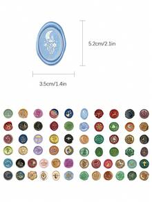 50pcs Wax Seal Stickers For Scrapbooking, Journaling, Planner, Notebook, Luggage, Manual, Guitar, Skateboard, Envelope, Postcard - Multicolor - View 7