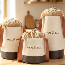 Round Insulated Lunch Bag, Student Lunch Box, Bento Box, Lunch Bag For Office Workers, Breakfast Bag, With Cup Holder, Aluminum Foil, And Thick Insulation. - View 9