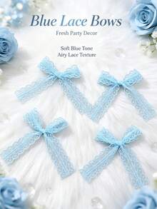 20pcs/Lots 8*11cm Multicolor Lace Bows, Decorative Hollow Lace Ribbon Bows, Soft Handmade Bow Ornaments For Gift Wrapping, Wedding, Party, DIY Craft, Hair Accessories Decoration - Lace Bow - View 16