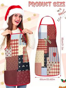 1/2/4pcs Christmas Apron, With A Highly Stylish Design, Suitable For Cooking In The Kitchen, For Festivals And Parties. It's Also A Great Gift To Give To Friends. - Multicolor - View 3