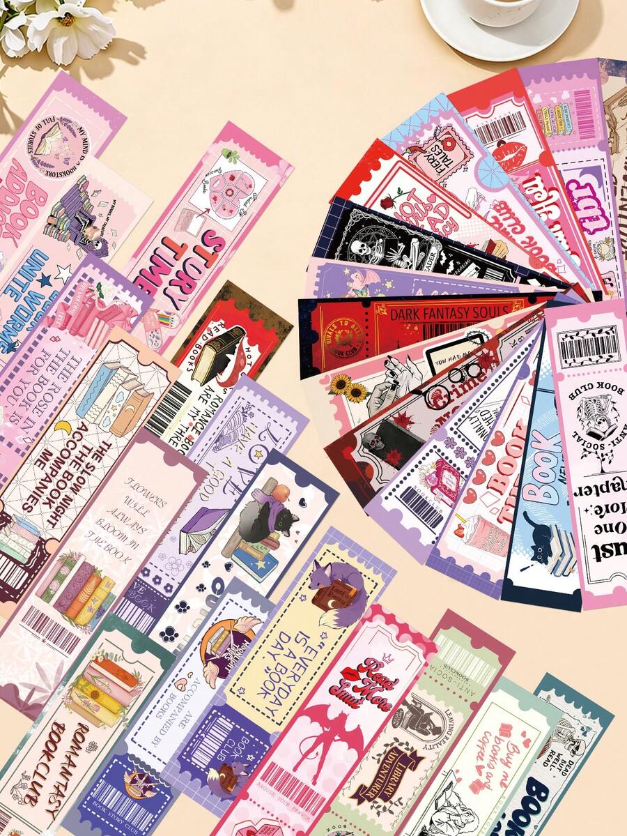 30pcs Book Club Bookmarks Creative Bookmarks Suitable For Library Card Marking Cards Reading Books Book Decoration Message Cards Paper Multifunctional Reading Cards For Back To School Student Supplies Birthday Holiday Gifts Party Favors - 30pcs - View 1