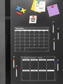 1pc Transparent Acrylic Magnetic Message Board, Weekly Planner/To-Do List Erasable Magnetic Fridge Magnet, Suitable For Home And Office Users (Includes 1 Whiteboard Marker) - Clipboard - View 5