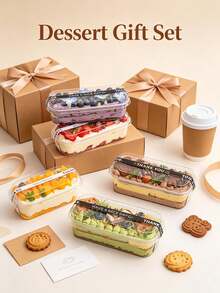 100/50/20pcs Mousse Cake Boxes, Dessert Cups With Lids, Tiramisu Boxes, Mousse Mille-Feuille Rectangular Dessert Soy Milk Cake Transparent Packaging Boxes, Christmas, Halloween, Party Cake Boxes - Transparent - View 10