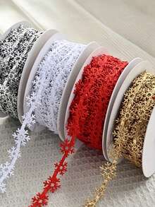 Christmas Snowflake Pattern Ribbon, Multiple Colors Available. Suitable For All Christmas Gift Wrapping, Holiday Floral Arrangement, Bow Making, Wreath Making, Tabletop Decoration, DIY Decoration - One Size Fits All - View 3