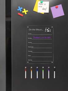 Cute Panda Magnetic Fridge Memo Board, Acrylic Transparent Reusable Dry Erase Weekly Meal Planner, Kitchen Refrigerator Memo Notepad With Marker Pen - Weekly Plan - View 3