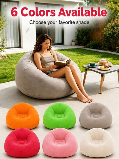 Silla Puff de Jardín para Exteriores, Sofá Inflable de Descanso (Requiere Inflado, Bomba de Aire No Incluida), Asiento Cómodo de Ocio, Adecuado para Patio, Patio Trasero, Césped, Camping y Uso Junto a la Piscina
