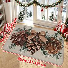 1/2/3pcs Christmas Theme Kitchen Rugs, Flannel Kitchen Mats With Christmas Pine Cone And Pine Branch Pattern, Soft Comfortable Absorbent Non-Slip Machine Washable With Non-Slip Backing, Multi-Purpose Floor Mats Suitable For Doorway, Living Room, Bedroom, Kitchen, Dining Room, Bathroom, Patio, Entryway, Home And Holiday Decor - Multicolor - View 15