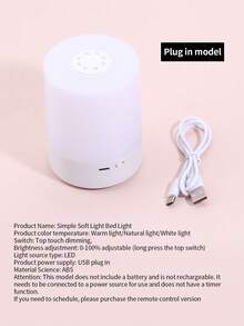 LED Touch Night Light USB Rechargeable Desk Lamp With Switch 3 Color Adjustable Bedside Night Light Bedroom Decor Lamp - White - View 11