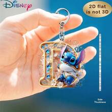 Disney Stitch Letter Embroidered Keychain, 26 'A-Z' Floral Cartoon Patterns, Acrylic Pendant With Chain, Suitable For Bags, Keys And Car Keys, Travel Accessory Gift, Cute Floral Keychain Design, Smooth Surface, Keychain, Decorative Keychain, Cartoon Keychain, Christmas Gift, Fan Gift, 2D Flat Gift, Holiday Gift, Home Decor - Multicolor - View 16
