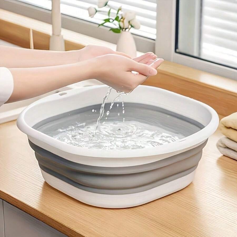Foldable Space-Saving Sink Basin - Durable Plastic, Portable Folding Washbasin For Home, Dorm, Camping - Modern Oval Design, Multi-Purpose, Easy To Store And Clean, Portable Washing Machine