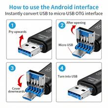 5-In-1 Multi-Function USB 2.0 Type-C/USB/Micro USB/SD/TF Card Reader, Compatible With Android Computer Docking Station OTG Type-C Adapter - Black - View 7