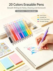 Multi-Color Erasable Gel Pens, Fine Retractable Clickable 0.7mm Tip, Friction Eraser Pens, Smooth Writing Multi-Color Gel Pens, Suitable For Writing, Drawing, Planner, Crossword Puzzles, School And Office Use - A - View 7
