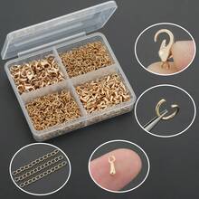 150pcs/300pcs KC Golden DIY Handmade Extension Chain Jewelry Making Kit, Includes (12*7mm) Lobster Clasp, (7*5mm) Jump Rings, Water Drop Pendant, 5-Section Chain, Suitable For DIY Beaded Tail Chain, Jewelry Extension Chain, Jewelry Clasp, Open Connector Ring, Hand & Foot Jewelry Connector, Jewelry Accessories Handmade Craft Materials - Accessory Set - View 6