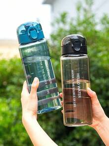 1PC 550ml/780ml Outdoor Sports Large Capacity Water Bottle, Stylish And Simple Transparent Drop-Proof And Leak-Proof High Temperature Resistant Mug, Portable Straight Drinking Pop-Up Lid Mug With Carrying Strap, For Travel And Fitness - Multicolor - View 5