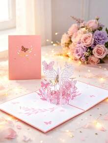 1pc Customizable Vibrant 3D Pop-Up Greeting Card With Colorful Butterflies And Flowers - Perfect For Birthday, Teacher Appreciation, Thanksgiving, Anniversary, Wedding And Mother's Day - A Unique And Memorable Celebration Tool For Everyone - Single Piece - View 6