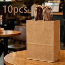 1/10/20pcs Natural Kraft Paper Bags, Durable, Suitable For Baking, Milk Tea, Coffee, Gifts, Party Favors And More - Multicolor - View 9