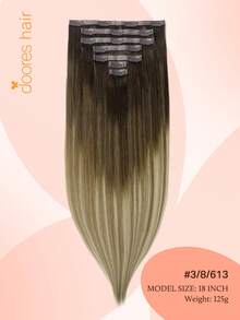 DOORES 14-24 Inch Seamless Clip-In Hair Extensions, 130g-160g 7pcs Real Human Hair Invisible PU Skin Weft, Walnut Brown To Grayish Brown And Bleached Blonde (B), Natural Remy Straight Hair - S3/8/613 - View 2