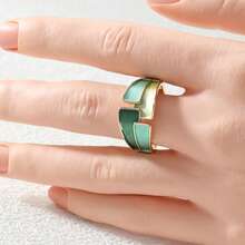 Women's Modern Geometric Gradient Ring, Gold Minimalist Fashion Index Finger Ring, Suitable For Daily Wear And Various Occasions - Gold - View 2