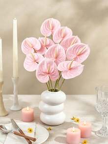 8/4/1pc Artificial Pink Anthurium, Faux Anthurium, Plastic Long Stem Artificial Plant, Suitable For Party, Home Vase Decoration, Wedding Table Arrangement, Indoor Decor, DIY Bouquet, Women's Gift, Banquet, Event Floral Arrangement, Dining Table, Living Room Decoration, Live Streaming Backdrop, Store Display, Homestay Soft Furnishing - Light Pink - View 6