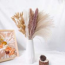 110/220/330/440pcs Dried Pampas Grass Decor Pampas Grass Contains Bunny Tails Dried Flowers, Reed Grass Bouquet For Wedding Boho Flowers Home Table Decor, Rustic Farmhouse Party (17", White And Brown) - Multicolor - View 4