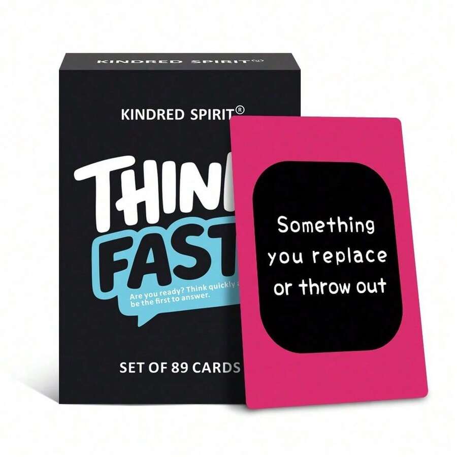 Think Fast - The Perfect Gift For Adults And Family, 100-Card Game Of Quick Thinking And Fast Answers, Ideal For Birthdays, Christmas, Game Nights And Family Reunions - Black - View 1