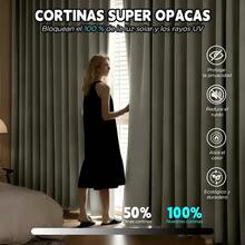 AMOROSA 2 Piezas Cortinas Blackout 300*230 cm para Ventana,Suaves y Elegantes,Ayudan a Bloquear la Luz y Proteger la Privacidad, Selección Familiar para Recámara,Sala,Dormitorio y Hogar-Beige - Beis - Ver 3