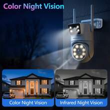 szsinocam Kamera Keamanan Rumah Lensa Ganda 1080P, Tampilan Layar Ganda, Kamera Pengawasan Bertenaga USB WiFi 2.4G, Pelacakan Gerakan Manusia, Penglihatan Malam Berwarna, Audio Dua Arah, Cocok untuk Pemantauan Rumah - Putih - View 4