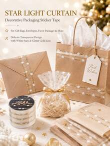 1pc Christmas Star Gift Packaging Sticker Tape, Transparent Decorative Packaging Seal Sticker, Holiday Gift Box Bag Seal Label, Suitable For Gifts, Party Favors, Envelopes DIY Gift Decoration Supplies - Multicolor - View 5