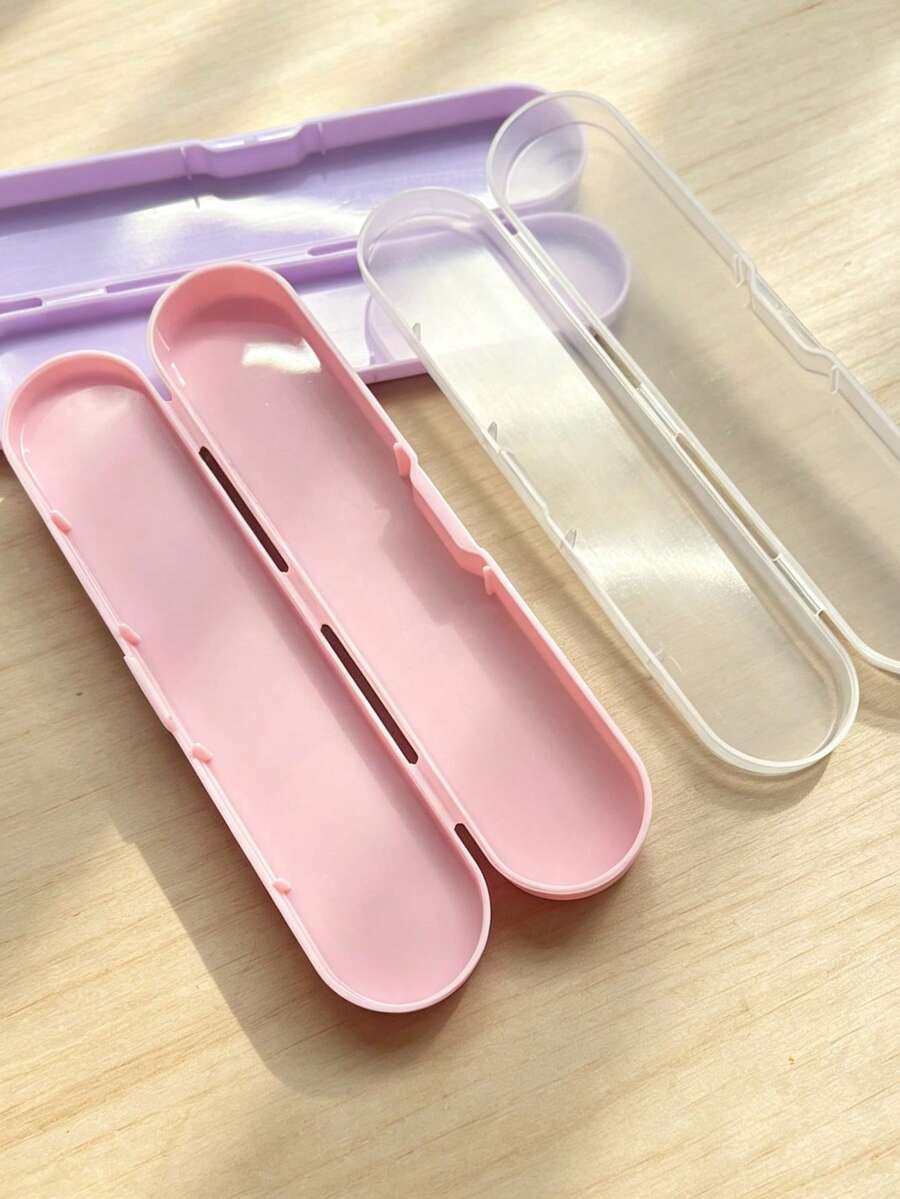 Macaron Color Plastic Storage Box 4*17cm, Snap Lid Long Storage Container, Portable Handmade Tool Organizer, Pink/Purple/Transparent Multi-Color, Store Crochet Hooks, Sewing Needles, Small Knitting Accessories - Long Storage Box - View 1