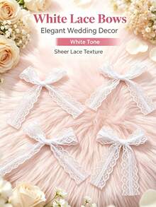 20pcs/Lots 8*11cm Multicolor Lace Bows, Decorative Hollow Lace Ribbon Bows, Soft Handmade Bow Ornaments For Gift Wrapping, Wedding, Party, DIY Craft, Hair Accessories Decoration - Lace Bow - View 19
