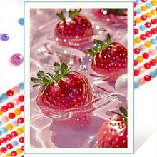 1pc DIY Diamond Painting Sticker Embroidery Fruit Strawberry Home Decor Full Drill 11.8*15.7in/ 30*40cm - round diamond - View 3