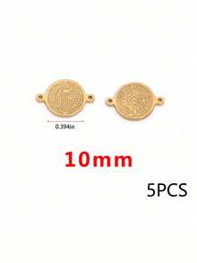 5pcs 304 Stainless Steel 18K Gold Plated St. Benedict Cross Round Pendant Religious Style DIY Jewelry Accessories - Pendants - View 10