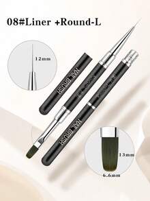 JOCNAIL Colorful Sandblasted Handle Nail Art Brush Dual Head Liner Painting Drawing Pen Metallic Aluminum UV Gel Manicure Tool - Multicolor - View 15