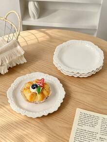 1pc/2pcs/4pcs French Palace Style Embossed Ceramic Plates, 6.5 Inch Elegant Dessert/Cake Plates, Afternoon Tea Snack Plates, Appetizer/Pickle Plates, Fruit/Candy Plates, Suitable For Home & Commercial Use, Microwave/Dishwasher/Oven - Multicolor - View 2