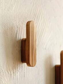 4pcs Rustic Wooden Wall Hooks - Easy To Install, Handmade Entryway, Bedroom, Bathroom Coat Rack - Charming Home Decor Organizer - Multicolor - View 10