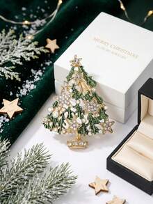 Luxury Rhinestone Christmas Tree Brooch - Women's Unisex Holiday Brooch Casual Party Accessory / Friend Gift Badge Decoration - Christmas Tree - View 16