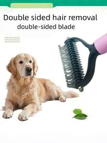 Large/Small Pet Dematting Comb, Double Sided Dog Grooming Rake Brush For Dogs & Cats, Stainless Steel Blades, Non‑Slip Handle Pet Shedding Tool,Dog Rake Brush ,Cat Dematting Tool,Double Sided Pet Grooming Rake,Remove Matted Fur,Pet Hair Knot Cutter - Multicolor - View 4