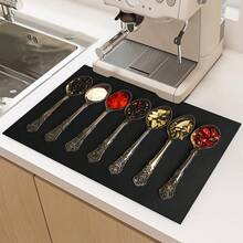 (Hot !!) 1pc 2D Seasoning Utensil Pattern, Flat Stove Protector Mat And Non-Slip Heat-Resistant Rubber Stove Cover Mat Suitable For Induction Cooktop, Glass Cooktop And Multi-Function Anti-Scratch Mat, Also Best Choice For Oven, Washing Machine, Dryer And Kitchen Decoration. - Multicolor - View 9